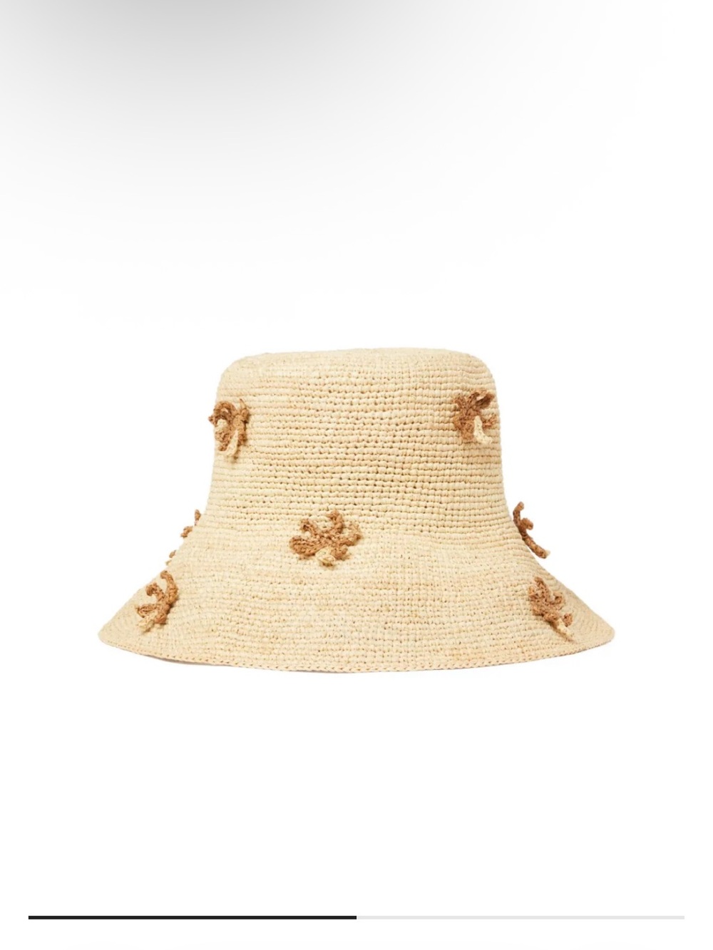 NWOT Alanui floral-motif bucket raffia hat 'Shadow Of The Palm’